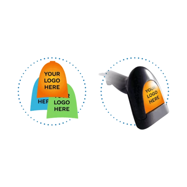 The illustration for the logo placement on the Opticon L-50 and L-51X